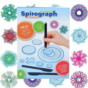 ไม้บรรทัดวาดภาพเรขาคณิตเครื่องปากกาสีตั้ง Spirograph สำหรับเด็กพลาสติก