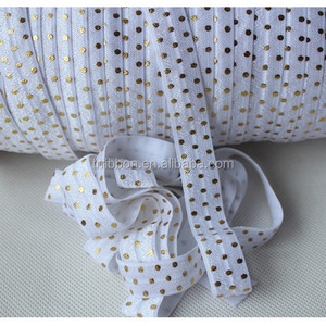 5/8 " blanc couleur or feuille dots pliez <span class=keywords><strong>cours</strong></span> élastiques - Product Image 1