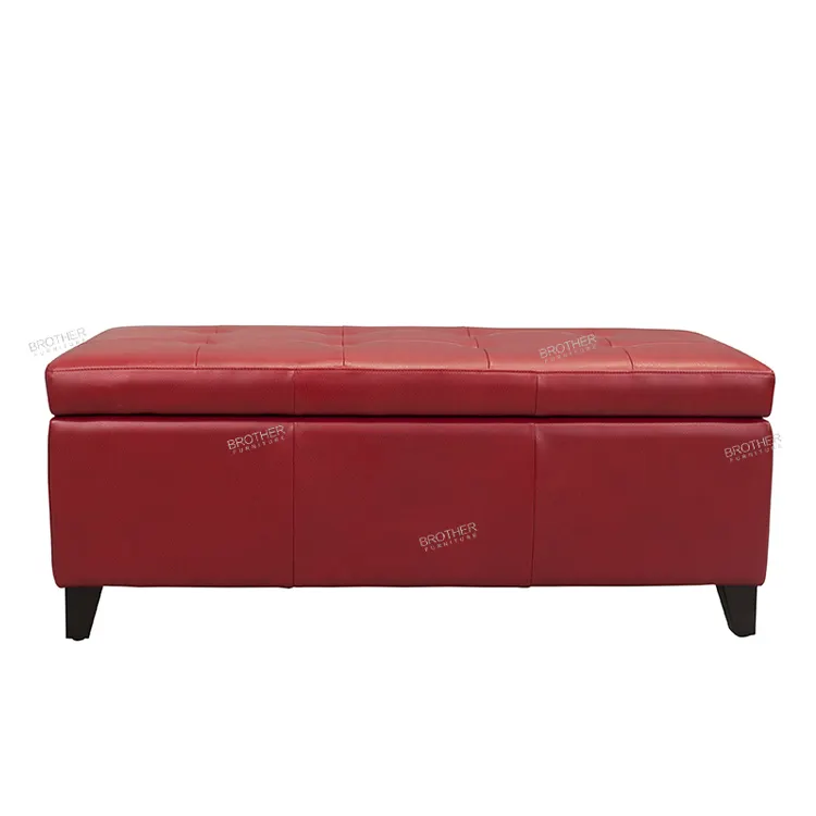 High demand import products Pu leather storage bench sofa storage ottoman red