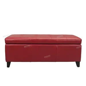 Alta demanda produtos de importação Pu pufe de armazenamento de banco de armazenamento de couro do sofá vermelho