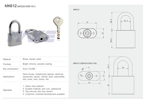 Candado endurecido resistente con sistema de llave de disco MK612, candado de contenedor de almacén de latón de alta seguridad antioxidante - Product Image 2