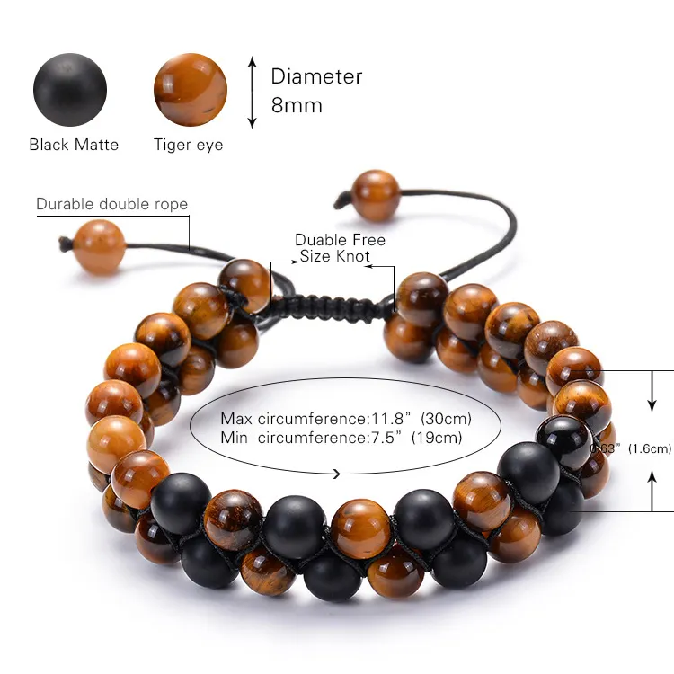 Thời Trang Người Đàn Ông Chữa Bệnh Đính Cườm Tự Nhiên Tiger Eye Đá Có Thể Điều Chỉnh Vòng Đeo Tay Cho Giáng Sinh Quà Tặng