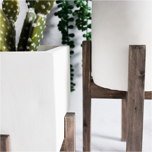 Vaso per Fiori in <span class=keywords><strong>Cemento</strong></span> Ecologico Stile Europeo all'Ingrosso per Piante Grasse e Cactus con Supporto in Legno Blu e <span class=keywords><strong>Bianco</strong></span> Confezione in Cartone - Product Image 5