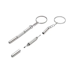 60mm long Multi-functional precision screwdriver with key ring knurled thumb handle promotion tools gift