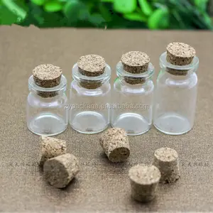 Mini botellas con tapas de corcho, viales de vidrio para mensaje de deseos, frasco de vidrio para pudín con etiqueta de tapón de madera, 10ml, 15ml, 20ml