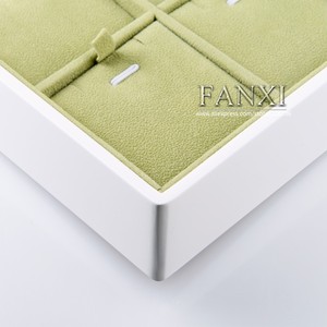 FANXI Chức Năng Trắng Sơn Mài Nhung Xanh Chèn Vòng Cổ Vòng Đeo Tay Tất Cả Các Trận Đấu Chủ Khay Thời Trang Trang Sức Hiển Thị Khay - Product Image 6