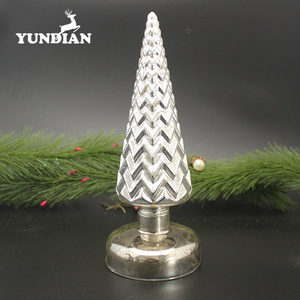 Factory Customized Silvery Glass Christmas <strong>Tree</strong> Finials <strong>Toppers</strong> for Home Table Decoration - Product Image 4