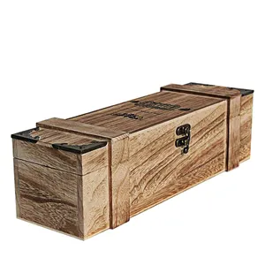 사용자 정의 골동품 오동 나무 단일 나무 와인 병 상자 와인 저장 상자