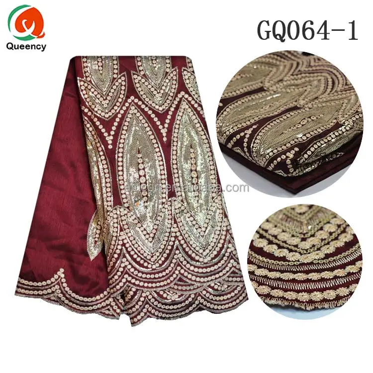 GQ064 Queency उच्च गुणवत्ता वाले भारतीय शैली अफ्रीकी जॉर्ज आवरण कच्चे रेशम फीता कपड़े