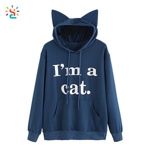 Felpa <span class=keywords><strong>con</strong></span> cappuccio alla moda <span class=keywords><strong>con</strong></span> orecchie di gatto felpa da palestra felpa da donna graziosa tuta sportiva in bianco <span class=keywords><strong>felpe</strong></span> <span class=keywords><strong>con</strong></span> cappuccio stampate personalizzate - Product Image 3