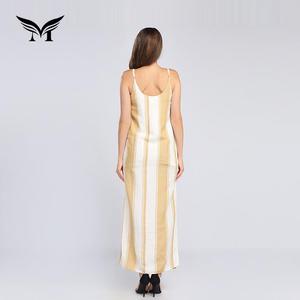Comode strisce economiche lunghe un pezzo semplice <span class=keywords><strong>abito</strong></span> estivo <span class=keywords><strong>in</strong></span> <span class=keywords><strong>lino</strong></span> di cotone Casual da donna - Product Image 5