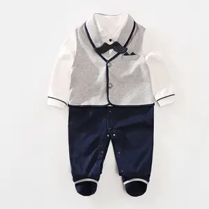 Abbigliamento per Bambini all'Ingrosso, Tutina Elegante in Cotone 100% Morbido e Delicato sulla Pelle, Manica Lunga con Gilet per Primavera e Autunno - Product Image 1