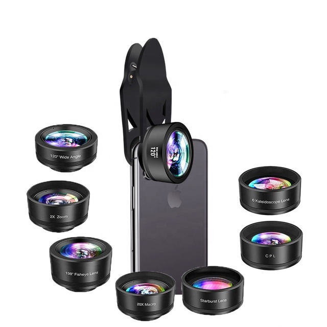 Wholesale Aike Global 7 in 1 Wide Angle Macro Phone Lens Kit with Optical Glass for Mobile Phone Accessories