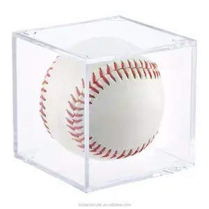 Boîte de cube d'affichage de baseball Lucite Vitrine de boîte de balle de tennis en acrylique transparent