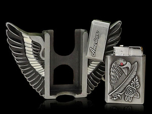 Hebilla de cinturón de aleación occidental con forma de águila 3D, encendedor de fuego personalizado, 40mm, color plata antigua, 40mm - Product Image 2