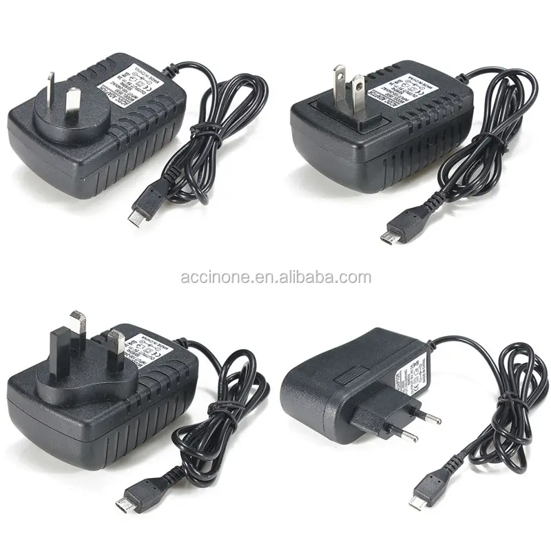 Black EU/AU/US/UK Plug Power Adpater Charger Micro USB Power Converter Adapter AC 100-240V DC 5V 3A Travel Home Power Adapter