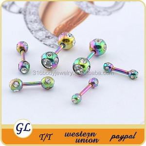 BA01015 <span class=keywords><strong>piercing</strong></span> bilanciere in cristallo placcato oro - Product Image 2