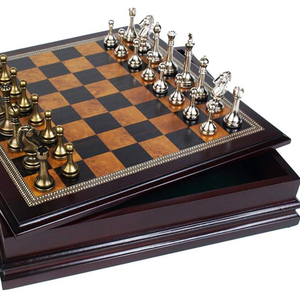 <strong>Wooden</strong> <strong>Chess</strong> <strong>Set</strong> with Metal Pieces <strong>Chess</strong> Games - Product Image 1