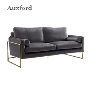 批发厂家直销现代金属框架客厅家具贵妃椅沙发配金色框架面料沙发