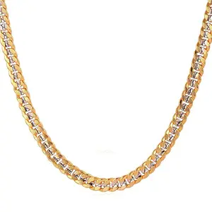 迪拜新金链设计男士双色金链铂金和 18k 镀金古巴遏制项链
