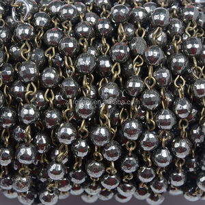Bronzo antico Filo Avvolto Catena Rotoli Ematite Naturale Del Branello Del Rosario Link Preziosa Collana di Pietra per D I Y - Product Image 4