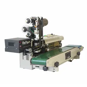 Continuous automatic ribbon coding plastic film bag band sealing machine with date coder