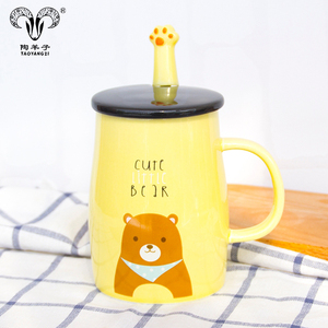 <span class=keywords><strong>Tasse</strong></span> à café en céramique avec couvercle et cuillère, pour le café, inspirée de la bande dessinée, chien, chat, <span class=keywords><strong>lapin</strong></span> - Product Image 3