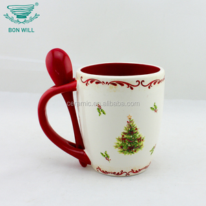 Taza de cerámica de Navidad con cuchara, café por sublimación multicolor, superventas - Product Image 2