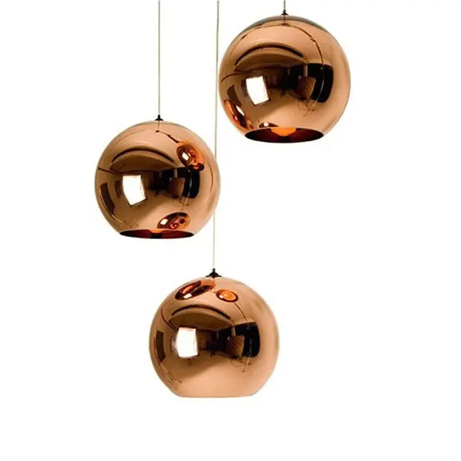 Lampara Colgante — lampe suspendue boules de verre, design moderne, couleur cuivre et or, luminaire décoratif de plafond, boules de verre