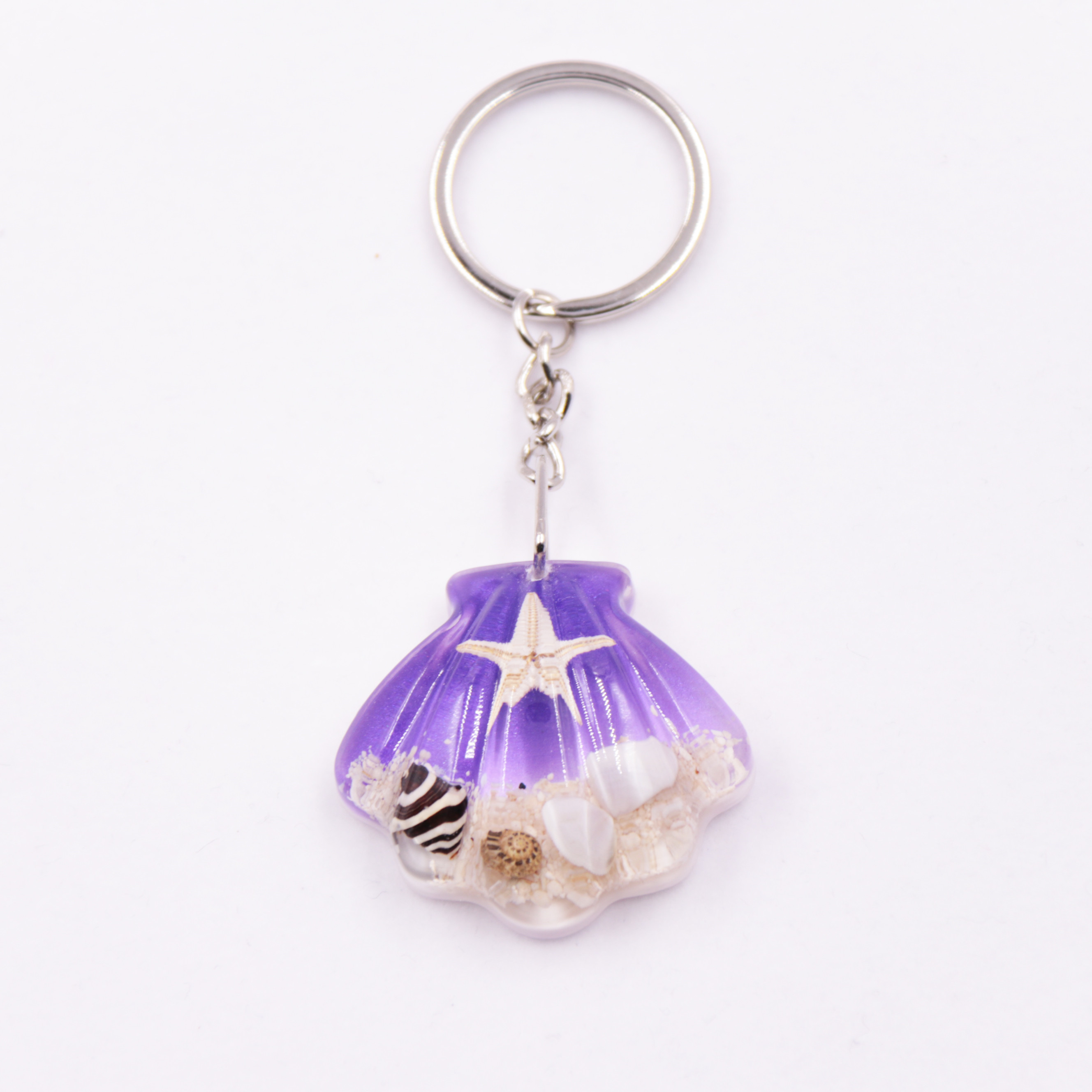 Custom Ocean Series Acrylic Keychains with Real Starfish - Scallop