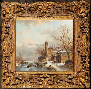Pintura al óleo de pared decorada para el hogar con espeleología dorada antigua de diseño de lujo - Product Image 1