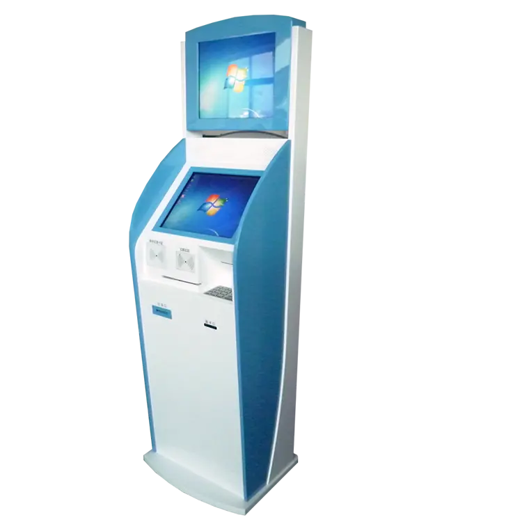 factory supply LCD Dual Screen Payment kiosk custom ATM banking queuing system with printer