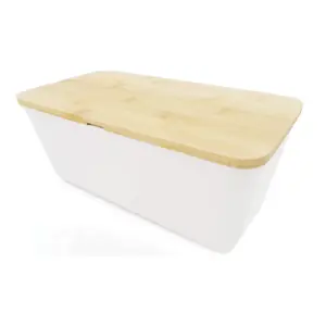 Caja de almacenamiento de pan para cocina, contenedor de alimentos Extra grande de plástico Vertical con bambú, para el hogar, Europa