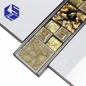 Elegant mosaic adhesively stainless steel tile trim border