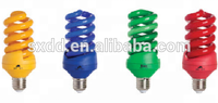 Bombilla LED de color CFL Lámpara de ahorro de energía en espiral OEM 60 80 E10 Bombilla económica 15W 20W 25W Rojo Verde Amarillo Azul E27 B22 AC110V 220V