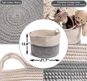 Nordic Style Foldable Cotton Rope Handmade Woven <strong>Storage</strong> <strong>Baskets</strong> Flexible Design 2 Colors Available <strong>Large</strong> Kids Toy Laundry Xy - Product Image 4