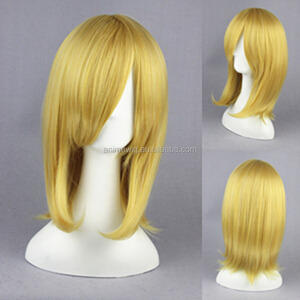 Peluca de pelo de Cosplay sintético para chicas rubias de longitud media de 45cm, Peluca de Cosplay de Anime Touhou Project Alice Margatroid - Product Image 2