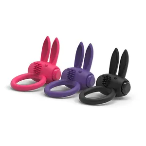 性玩具制造商延时锁精美性玩具振动阴茎环硅胶兔公鸡环振动器