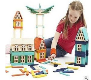 Diy creative kids learn and play educational toy colorful printing wooden construction blocks - Product Image 6