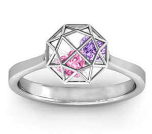 Perhiasan Wanita desain terbaru kustom 925 perak murni bentuk kandang janji batu permata cincin pita dengan zirkon hati terbungkus - Product Image 1