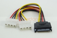Cable Adaptador de Alimentación SATA de 15 Pines, Cable de Extensión de Alimentación SATA de 15 Pines Macho a 2X IDE de 4 Pines Hembra, Conector IDE a SATA