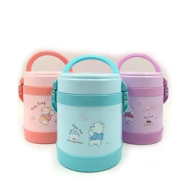 NEW 2 layers plastic case SS304 inner box keep cool or warm vacuum children food container with handle