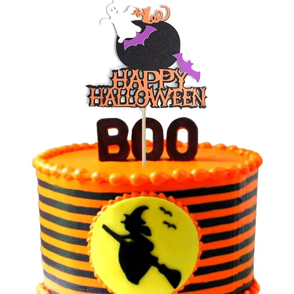 Adornos de pastel de murciélago de calabaza de Halloween decoración de pastel de Halloween para suministros de decoración de fiesta de Halloween