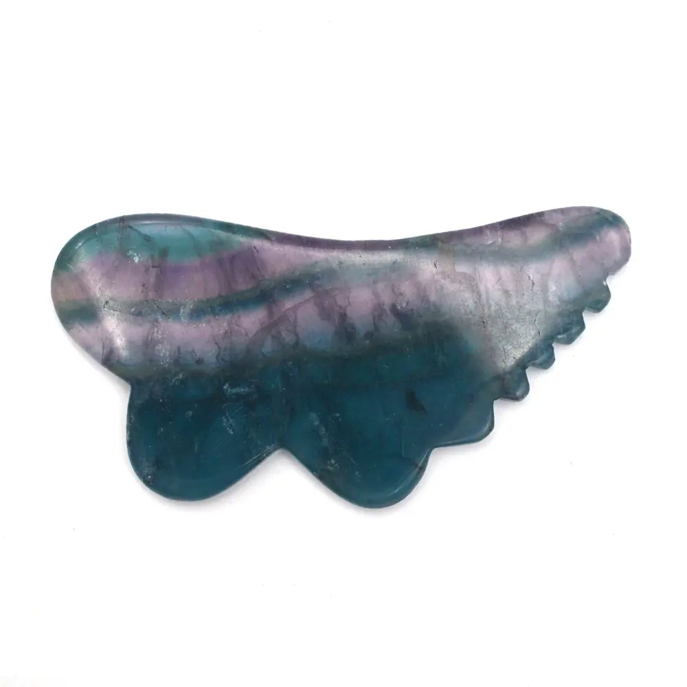 Natural Fluorite Gua Sha Stone Board Rainbow Fluorite SPA Acupuncture Face Massage Tool For Facial Body Massage Treatment