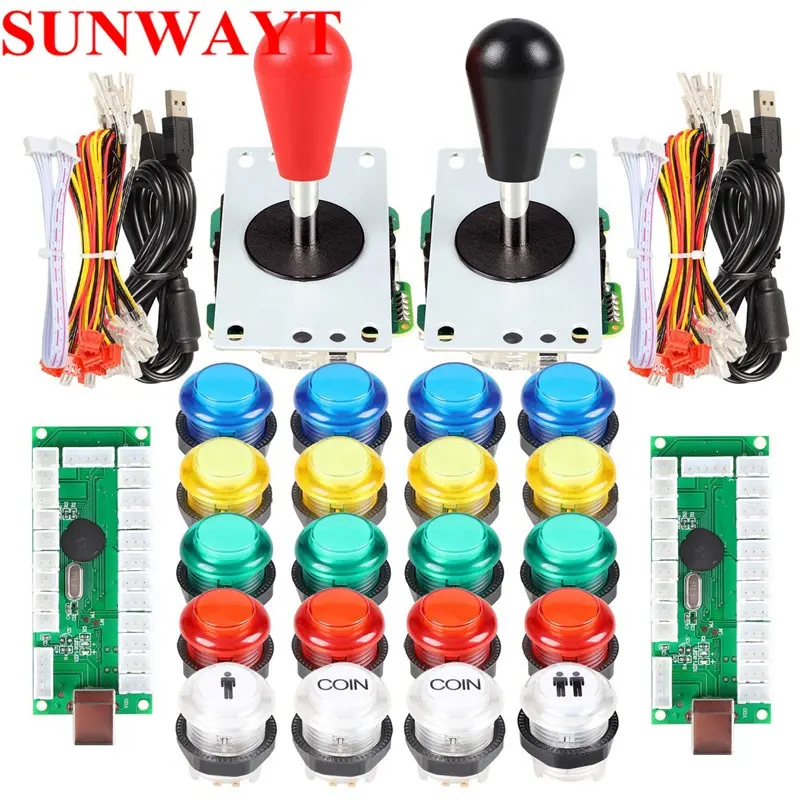 2 Player Arcade Games DIY Kit Parts with 5V arcade led controller+4/8way joystick and 20 arcade illuminated push buttons