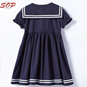 Abito <span class=keywords><strong>da</strong></span> bambina in cotone blu navy stile marinaio con risvolto e fiocco grande, modello Princess Designing, per l'asilo. - Product Image 2