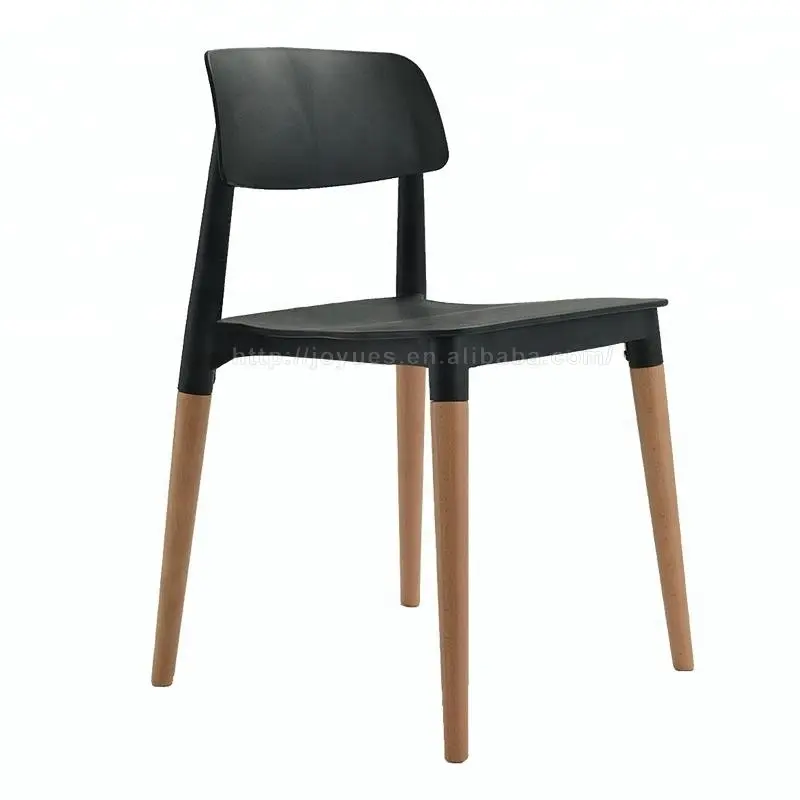 PW-018 italy modern square party stackable furniture armless beech wood plastic chair with wood legs