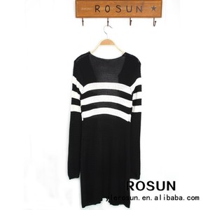 <span class=keywords><strong>blanc</strong></span> à rayures de couleur noire à <span class=keywords><strong>long</strong></span> <span class=keywords><strong>cardigan</strong></span> longueur - Product Image 2