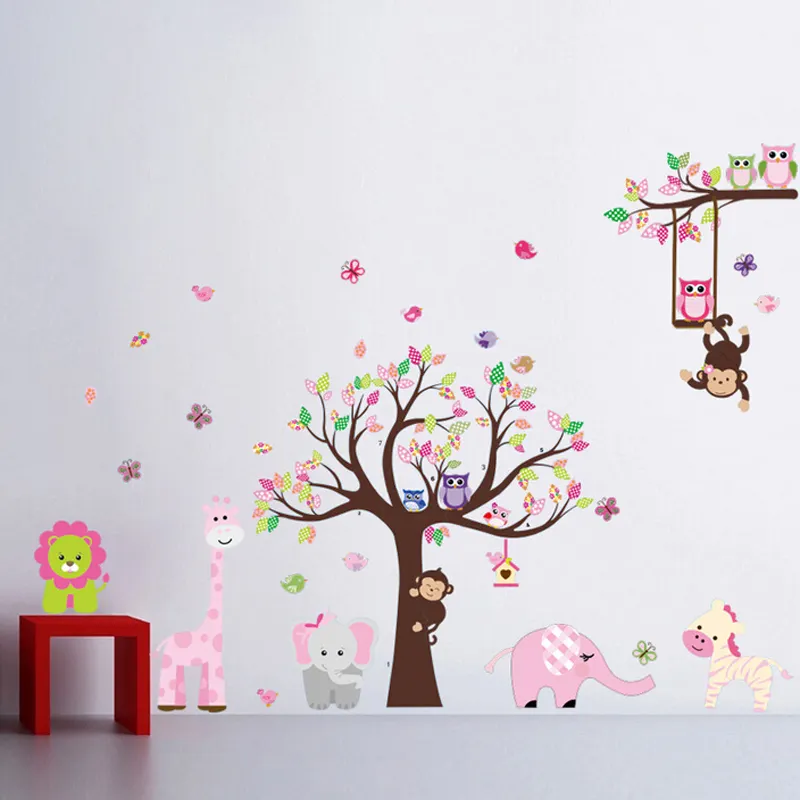 home decor adhesive large removable vinyl 3d forest animals wall stickers for kids room