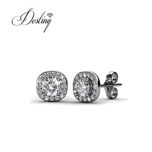 Pendientes de novia de moda y colgante Daisini adornado con cristales de <span class=keywords><strong>Swarovski</strong></span> Juego de joyas cuadradas chapadas en oro de <span class=keywords><strong>18K</strong></span> - Product Image 5